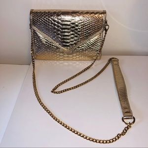 Gold handbag/clutch, scale pattern